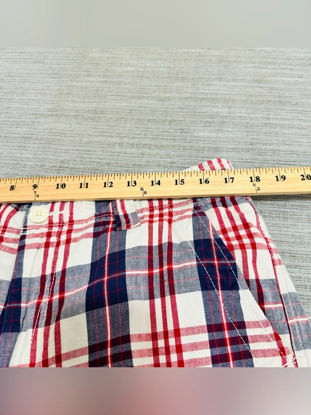 Vintage Polo Jeans Co Ralph Lauren Cargo Shorts Mens 34‎ Blue Red Tartan Plaid